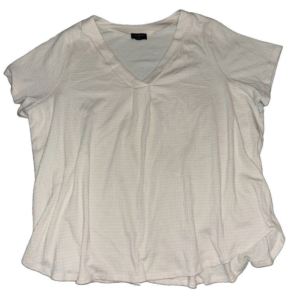 Lane Bryant Cream-Colored Lined V-neck Short Sleeved Top Size 26/28